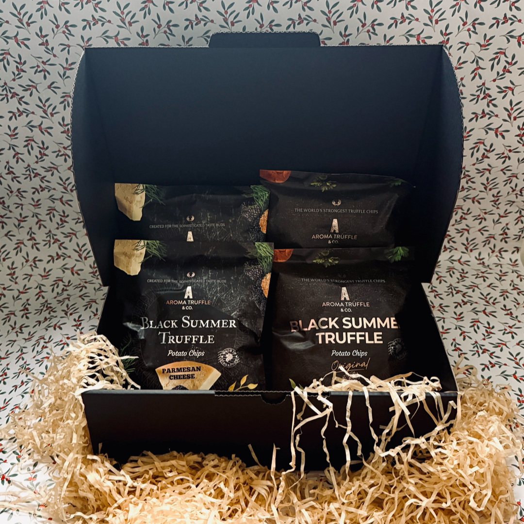 MINI CHRISTMAS BOX: 4 x TRUFFLE CHIPS 45G OPEN